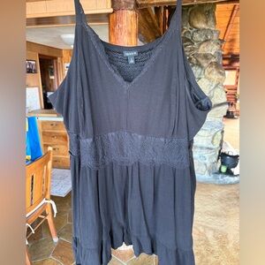 torrid Black Lace-Trim V-Neck Tank Top